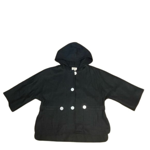 MAGASCHONI Hooded Jacket  with Gold accent Buttons textured 3/4 sleeves Size 16 - Picture 1 of 15